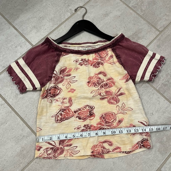 We The Free Free People Floral Raglan Tee XS - Picture 8 of 10